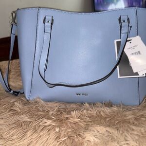 NEW Nine West Baby Blue Pebbled Tote.NWT